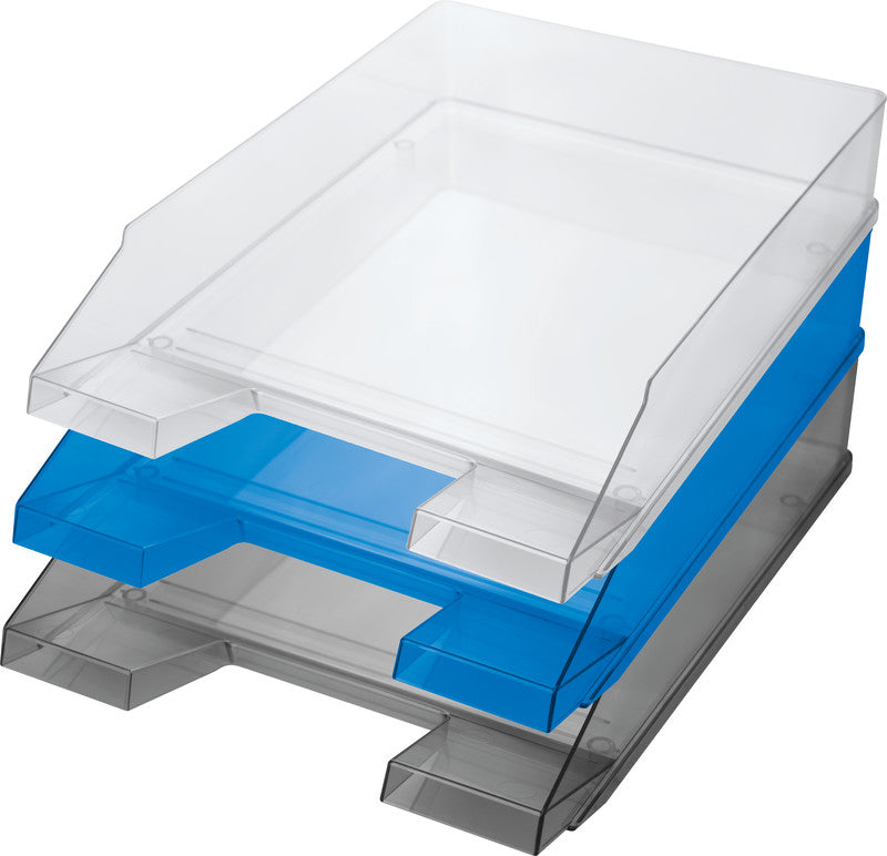 Helit Briefkorb – mit Beschriftungsfeld, glänzend, rot transparent, B 245 × H 67 × T 347 mm