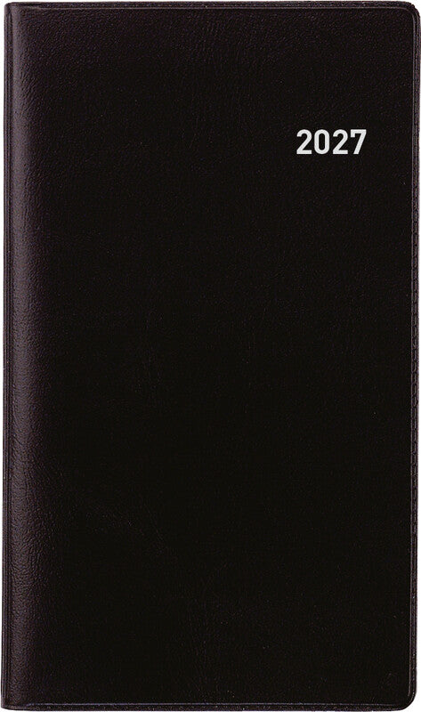 Biella Luzern Agenda – 1 Monat/2 Seiten, geheftet, 8,7 × 15,3 cm, 15 Monate Okt–Dez, 2027, schwarz, PEFC