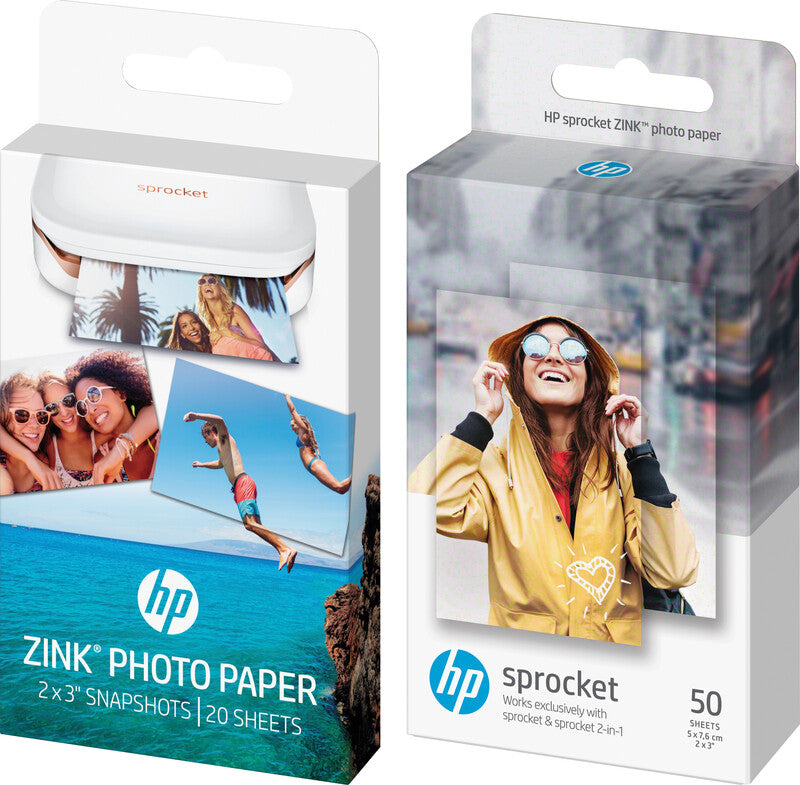 HP Fotopapier – glänzend, 50 × 76 mm, 290 g/m², 50 Blatt, selbstklebend – für HP Sprocket Studio