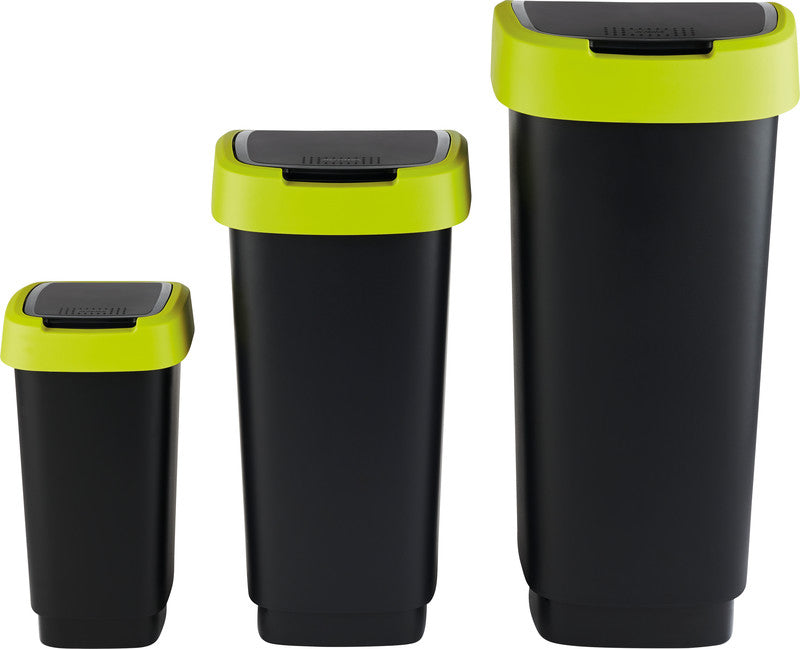 Rotho Abfallcontainer – 10 l – mit Deckel – Kunststoff, Limettengrün – B × H × T 181 × 330 × 248 mm