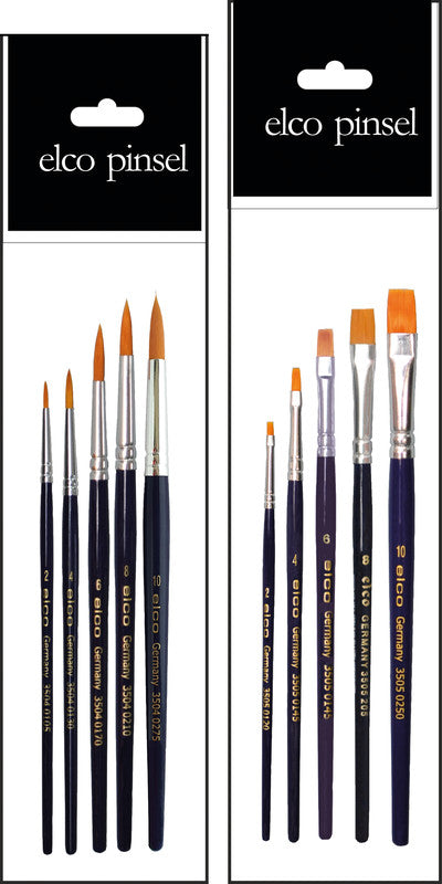 Elco pinsel Aquarellpinsel – Blau, Synthetikhaare, 5er-Pack, Aluminiumzwinge