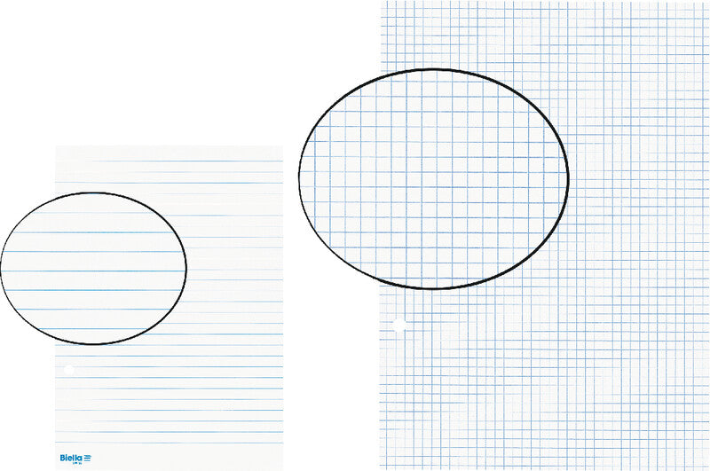 Biella Notizbuch-Einlagen A4, kariert 4 mm, mit Rand, 4-fach gelocht, 90 g/m² – 100 Blatt