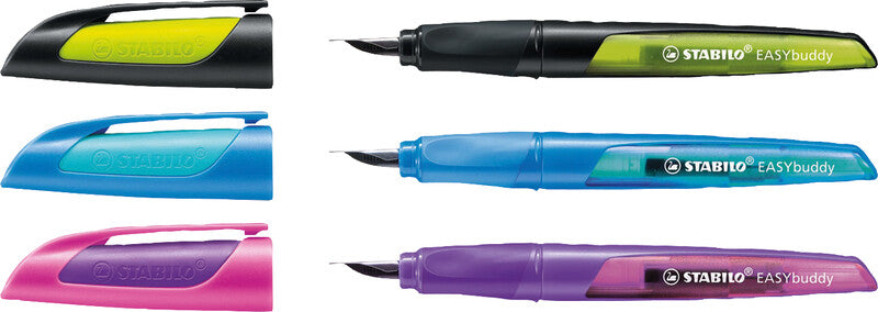 STABILO EASYbuddy – Federspitze M – für Rechts- & Linkshänder – Schwarz/Limette, Blau – Patronen