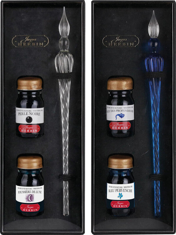 Herbin Glasfeder – Kalligrafie-Set – Transparent, Schwarz – 3er Pack
