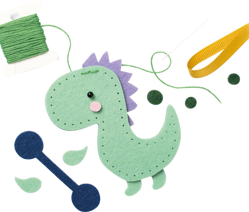 Folia Filzinies – Bastelset – Dinosaurier – 12-teilig – Ab 8 Jahren – Filz