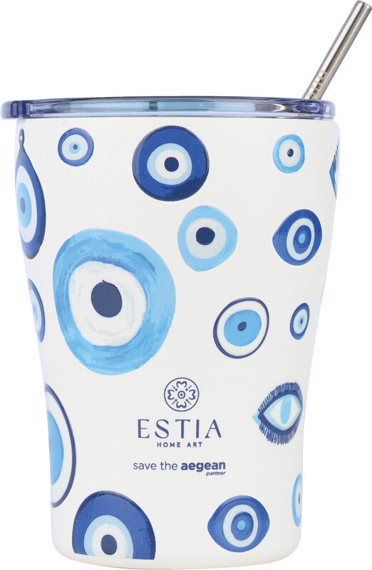 Estia Kaffeebecher – 350 ml, Ø 9,0 cm, H 13,0 cm, Edelstahl, doppelwandig, BPA-frei, Druckverschluss