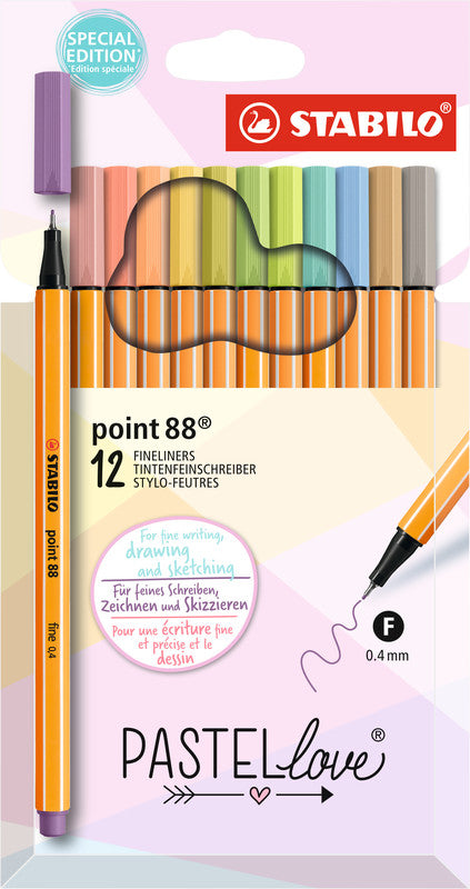 Stabilo Point 88 Fineliner – 12er-Set 0,4 mm – 12 Farben, sortiert