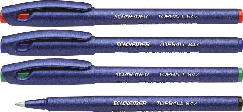 Schneider Schreibgeräte Schneider Topball 847 – Tintenroller, mit Kappe, 0,5 mm, Rot, für Linkshänder