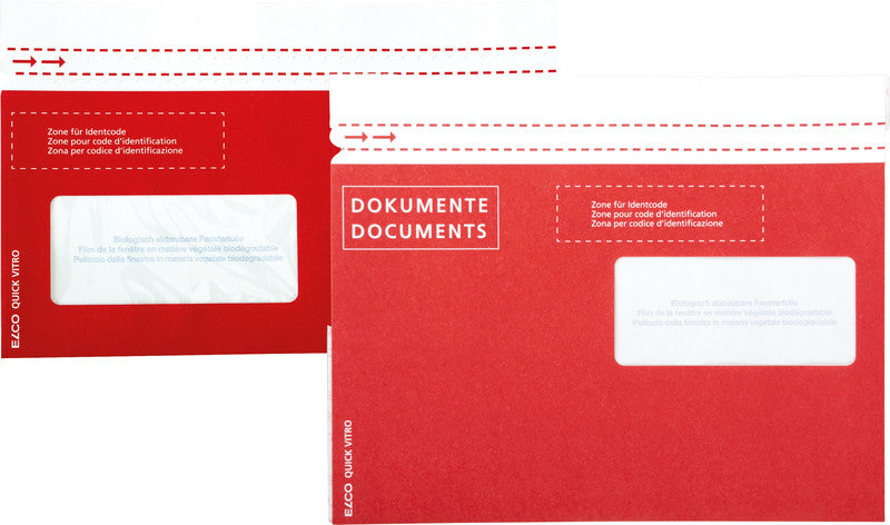 Elco Dokumententasche – C5 (229 × 162 mm), Fenster rechts, bedruckt, rot, Papier, selbstklebend – 250 Stück
