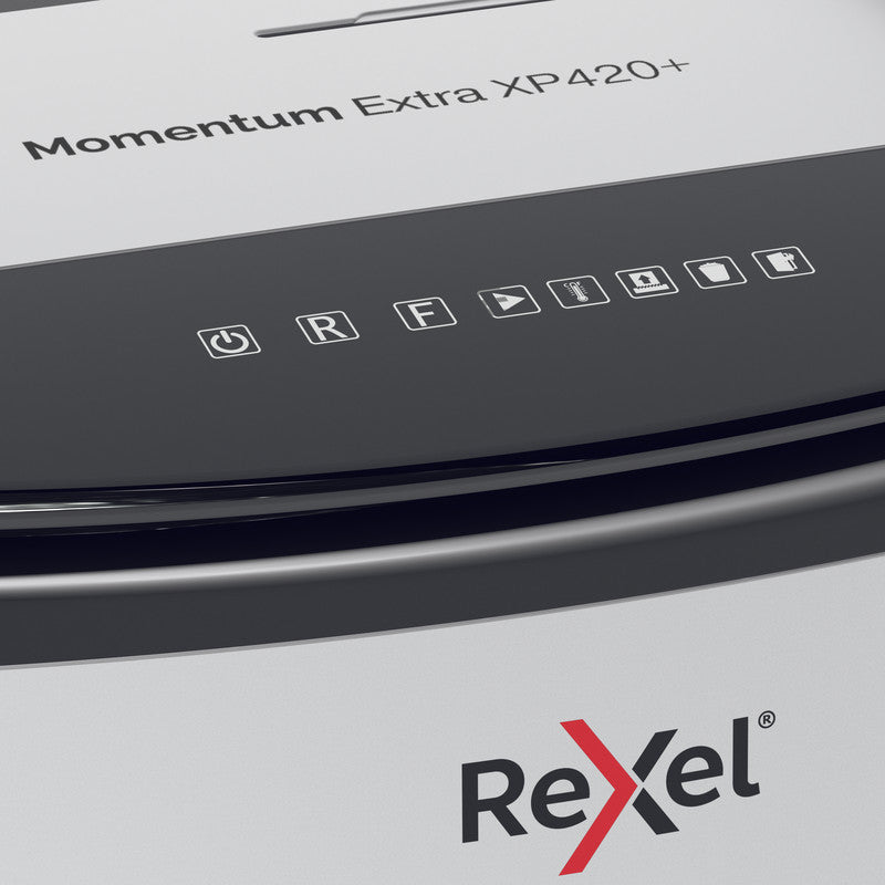 Rexel Momentum Extra XP420+ – Aktenvernichter, DIN P-4, Partikelschnitt 4 × 35 mm, 20 Blatt, 60 l, A4
