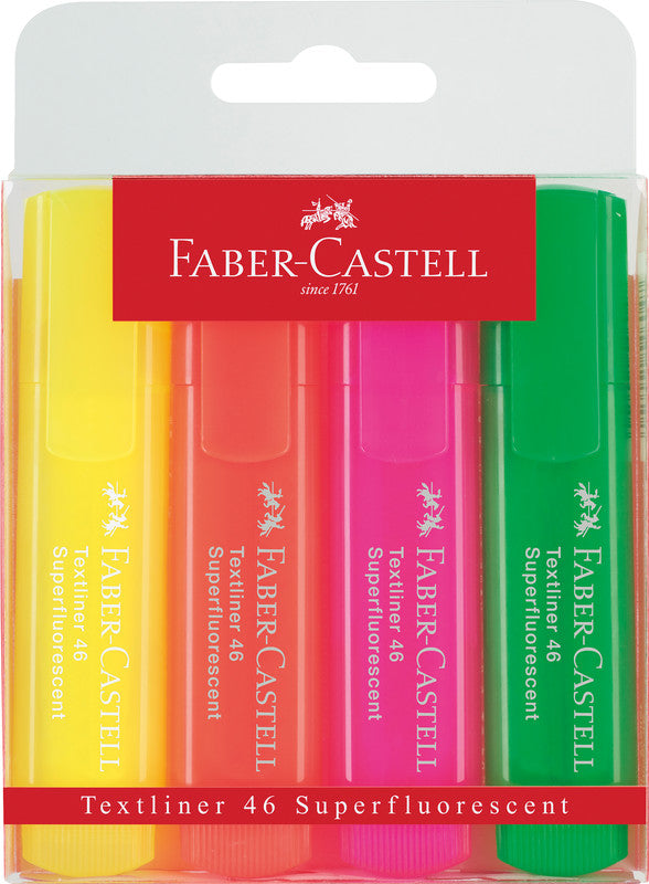 Faber-Castell Textmarker Set 4 Farben – Keilspitze, 1–5 mm, nachfüllbar
