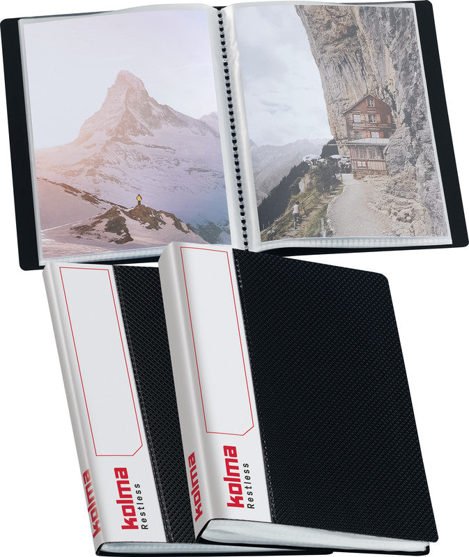 Kolma Sichtbuch Selection – 20 Sichttaschen, A6, glatt, glänzend, schwarz, Kunststoff