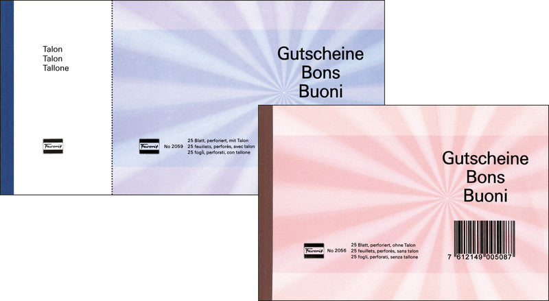 Favorit Formularblock – Geschenk-Gutscheine, mehrsprachig, 25 Blatt, A6, 150 g/m²