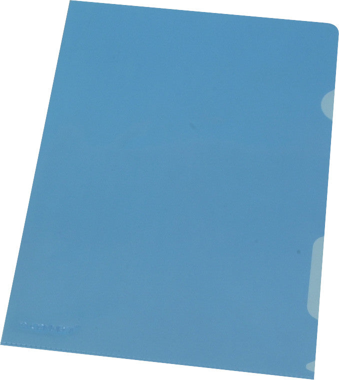 Q-CONNECT Sichthülle A4, glatt, glänzend, 150 µm, mit Fingerausschnitt, blau – 10 Stück