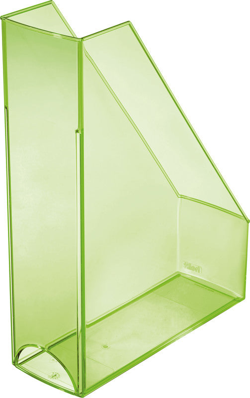 Helit Stehsammler – Kunststoff, mit Beschriftungsfeld, grün transparent, 240×85×322 mm