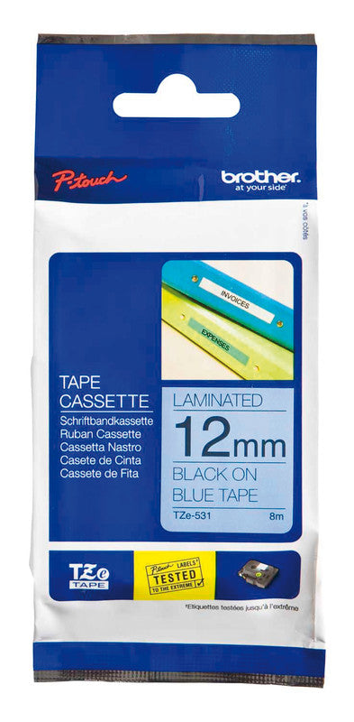 Brother Schriftband – 12 mm × 8 m, blau, schwarz