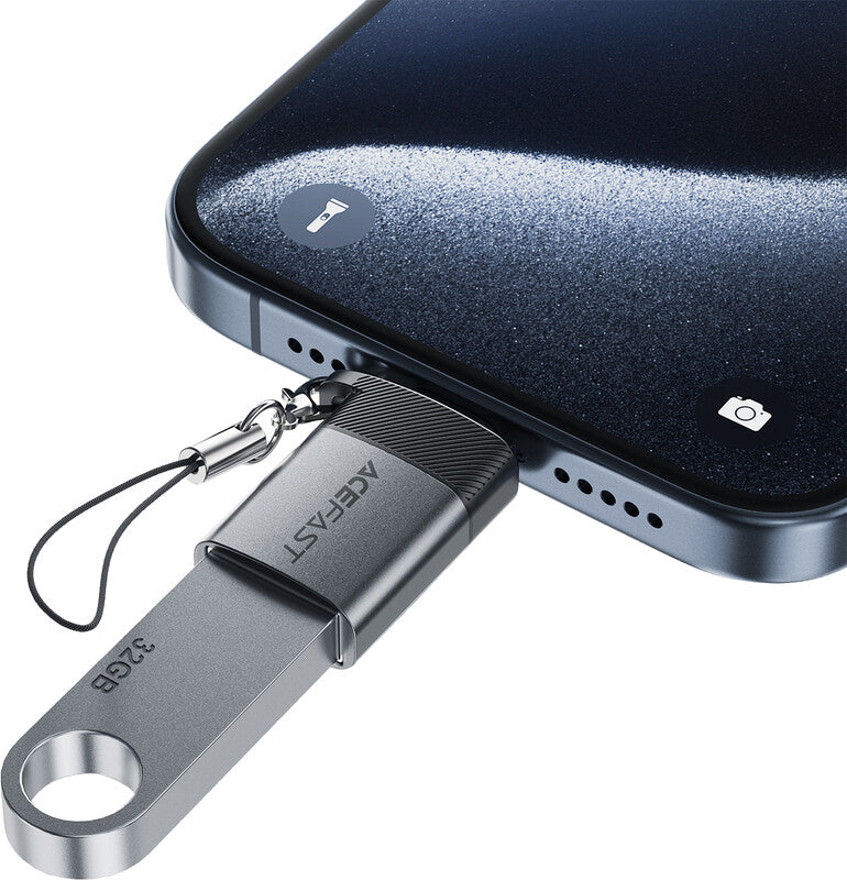 Acefast USB-A zu USB-C Adapter – 10 Gbit/s, metallgrau