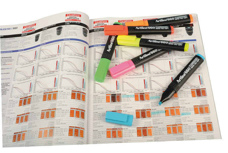 Artline Textmarker Set 4 Farben – Keilspitze, 1–4 mm