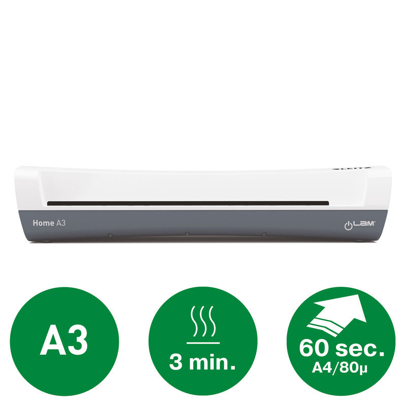 Leitz iLAM Home Laminiergerät A3 – 2-Rollen, 75–125 µm, Aufheizzeit 3 Min., 300 mm/min, Weiss