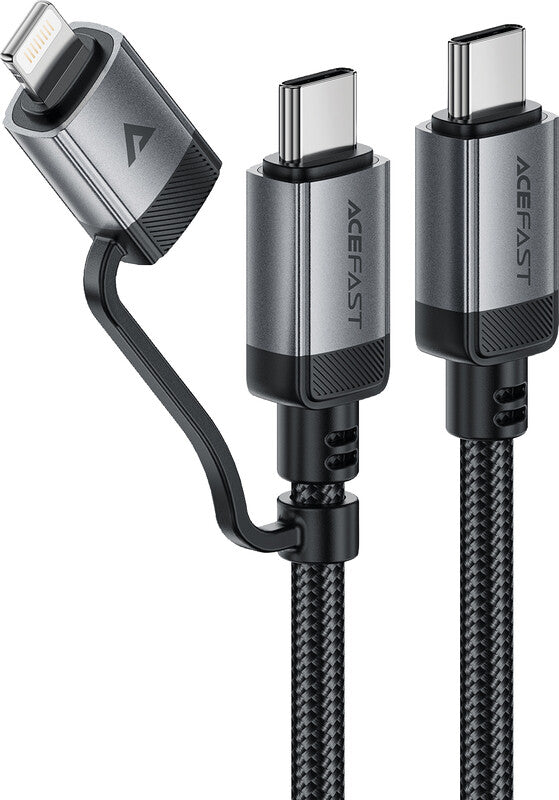 Acefast USB-C auf USB-C/Lightning Kabel – USB 2.0 (480 Mbit/s) – 1,2 m – PD 60 W – Schwarz