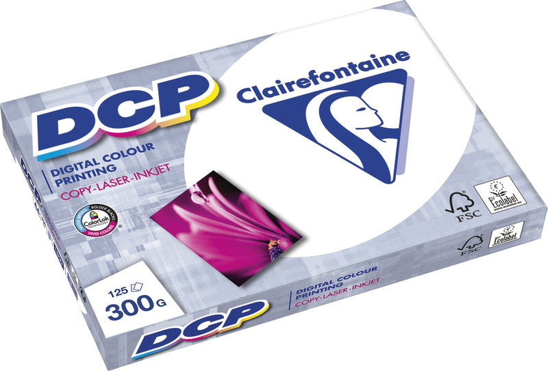 Clairefontaine DCP Kopierpapier – A4, 300 g/m², hochweiss – für Inkjet/Laser/Kopierer – 125 Blatt