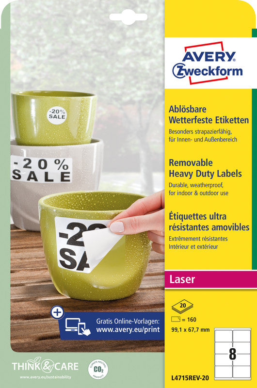 Avery Drucketiketten, Weiss, Selbstklebend