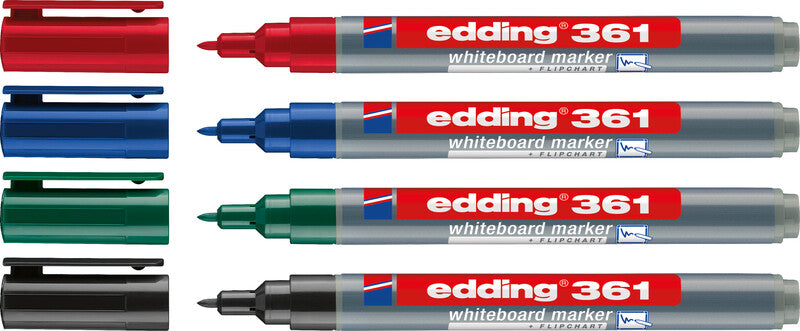 Edding Whiteboard-Marker 361 – Rundspitze 1 mm – Rot – Trocken abwischbar