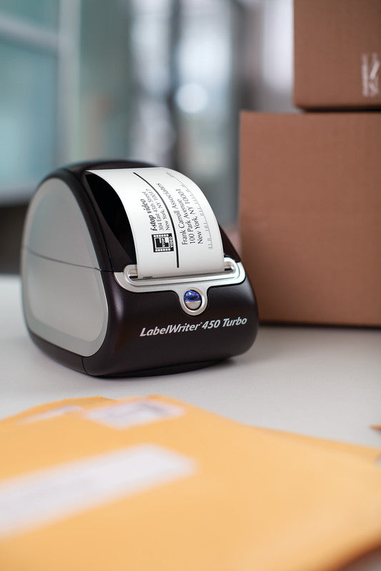 DYMO LabelWriter 450 Turbo – Etikettendrucker, Thermodirekt, USB, 600 dpi, für LabelWriter-Etiketten bis 60 mm