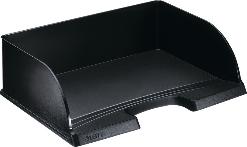 Leitz Briefkorb – mit Griffausschnitt, mit Beschriftungsfeld, matt, schwarz, B 363 × H 103 × T 273 mm