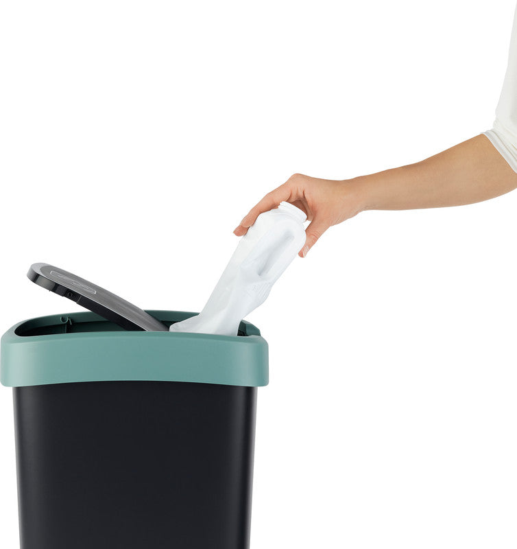 Rotho Abfallcontainer – 25 l – mit Deckel – Kunststoff, Mistelgrün – B × H × T 252 × 476 × 333 mm