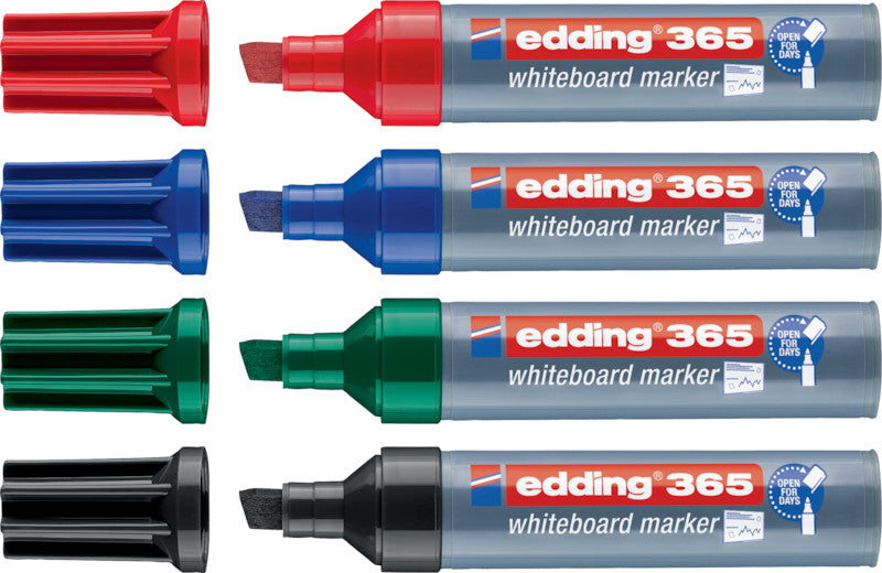 Edding Whiteboard-Marker 365 – Keilspitze 1-5 mm – Schwarz – Trocken abwischbar