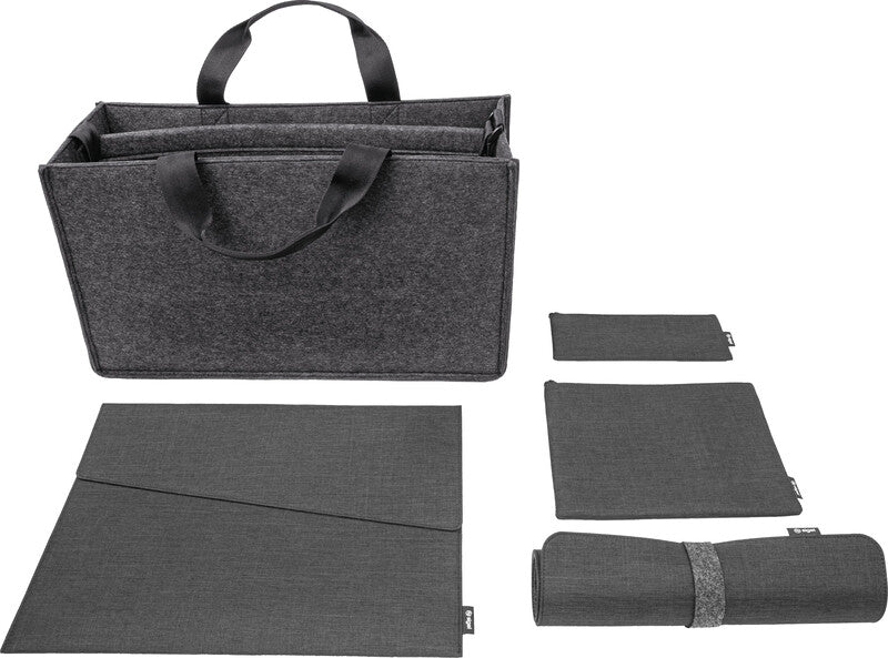 Sigel Business-Filztasche Desk Sharing Bag Classic L Aufbewahrungsbox – 5er-Set, Dunkelgrau, Filz