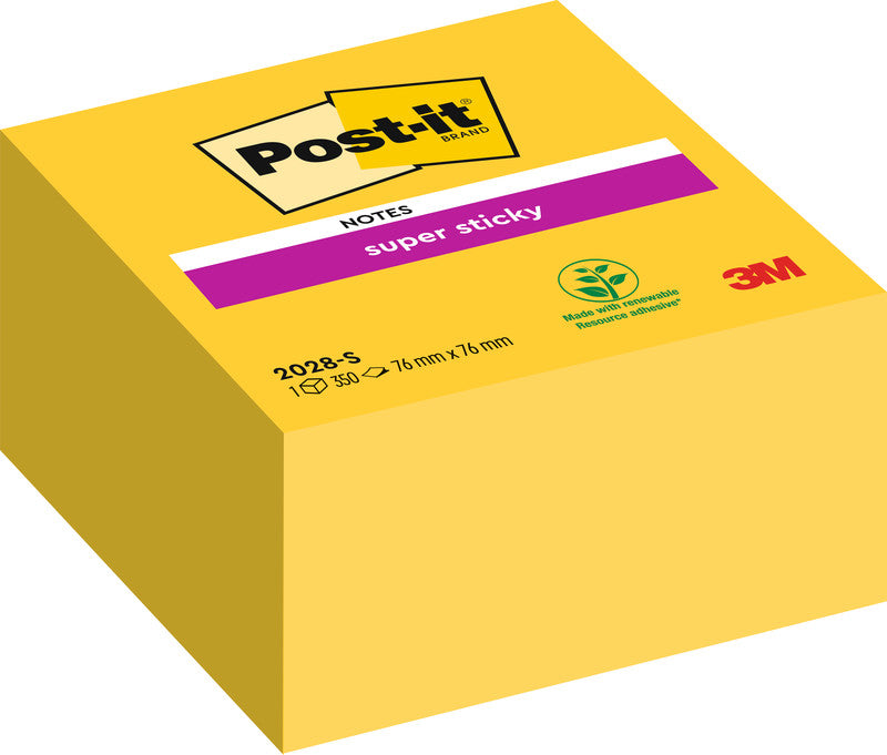 Post-it Haftnotizen Super Sticky – 76×76 mm – Narzissengelb, 270 Blatt, PEFC