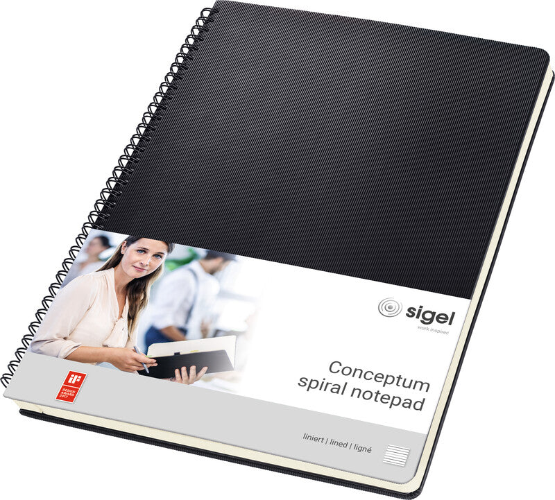 Sigel Conceptum Spiralblock, 236 × 301 mm, kariert, Spiralbindung, Hardcover, 80 Blatt – schwarz