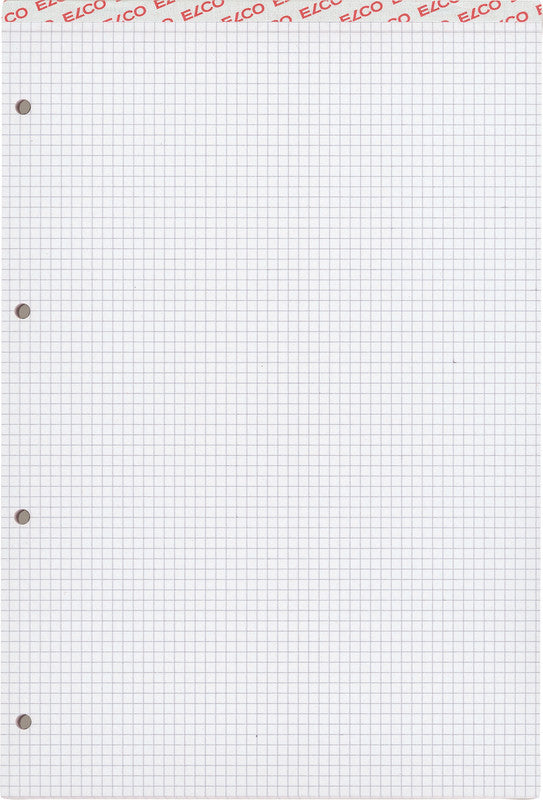 Elco Notizblock A4, kariert 4 mm, geheftet, 100 Blatt, 4-fach gelocht, perforiert, 70 g/m² – weiss