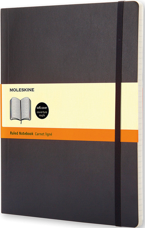 Moleskine Notizbuch, 190 × 250 mm, liniert, Leimbindung, Softcover, 192 Seiten, 70 g/m² – schwarz