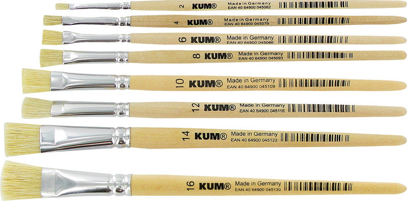Kum Pinsel – braun, Holz (Birke), Länge 180 mm, Grösse 4, Borsten aus Schweinehaar, Aluminiumzwinge