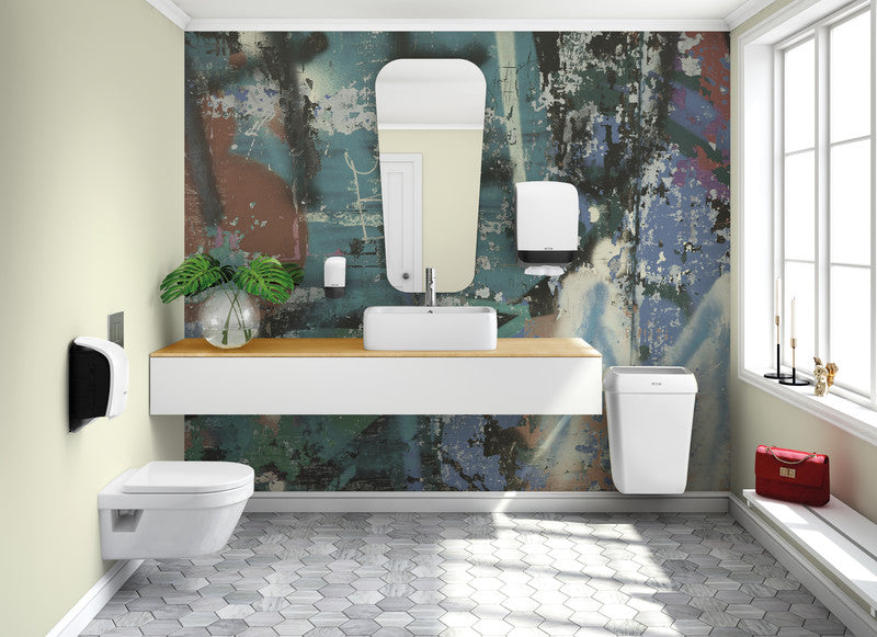 Katrin Inclusive Mini Falthandtuchspender Kunststoff Weiss – für Falthandtücher 210 mm – 248 × 350 × 114 mm