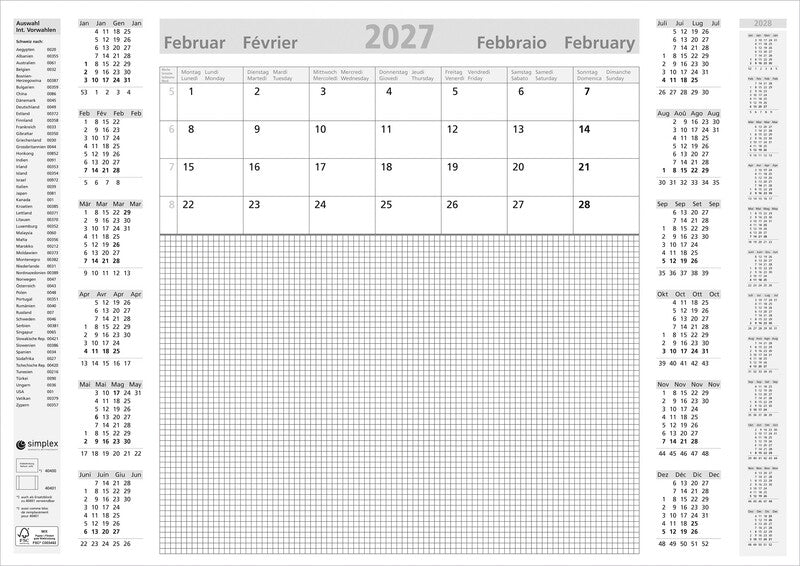 Simplex Schreibunterlage – mehrsprachig – 594 × 420 mm – Papier
