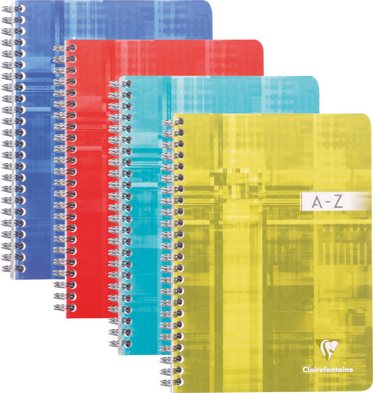 Clairefontaine Spiralheft Register A - Z, Spiralbindung, Karton, 50 Blatt, 90 g/m² – farbig sortiert