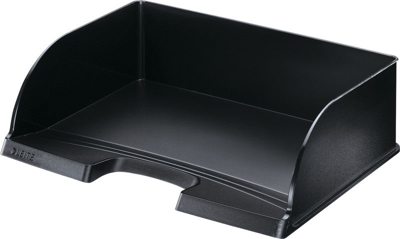 Leitz Briefkorb – mit Griffausschnitt, mit Beschriftungsfeld, matt, schwarz, B 363 × H 103 × T 273 mm
