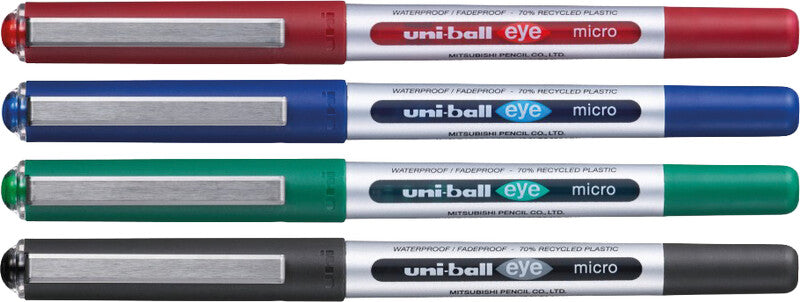 Uni-Ball Eye Micro ECO – Tintenroller, dokumentenecht, mit Kappe, 0,2 mm, rot