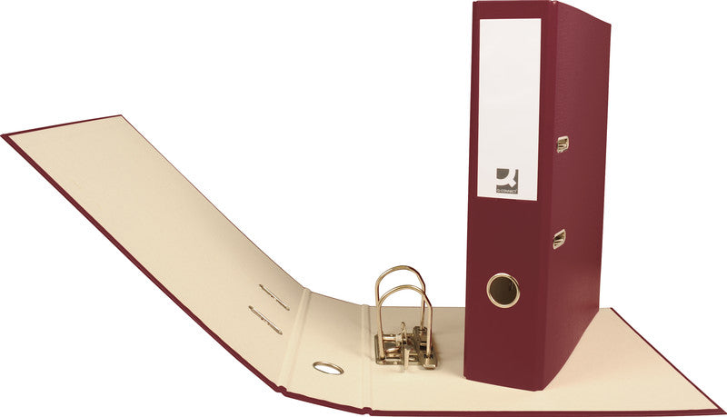 Q-connect Ordner – A4 hoch – 2-Ring Hebelmechanik, Rücken 70 mm – weinrot, Karton, mit Niederhalter, mit Griff