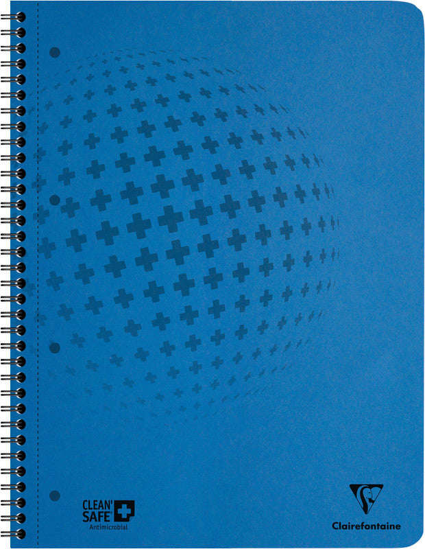 Clairefontaine Collegeblock, Spiralbindung, 80 Blatt, 4-fach gelocht, perforiert, 90 g/m² – Blau