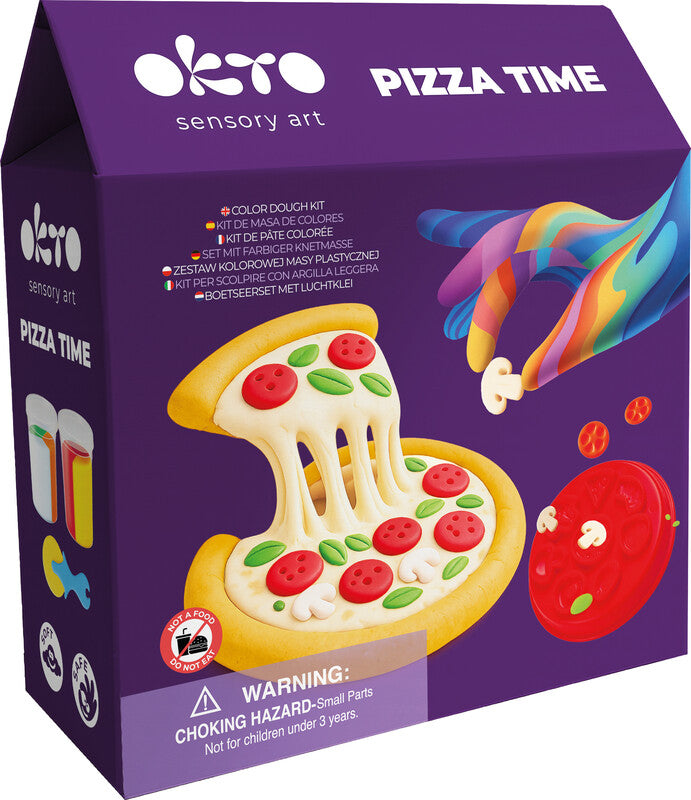 Okto sensory art Pizza Time – Lufthärtendes Knete-/Modelliermasse-Set – 6 Farben, 200 g – Ab 3 Jahren