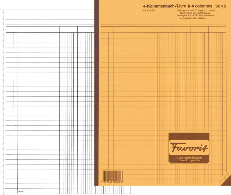 Favorit Formularblock – Kolonnen, mehrsprachig, 50 Blatt, A4