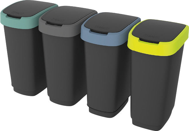 Rotho Abfallcontainer – 50 l – mit Deckel – Kunststoff, Horizon Blau – B × H × T 298 × 602 × 401 mm