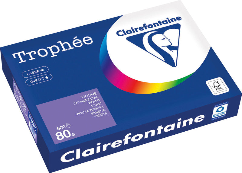 Clairefontaine Kopierpapier – A4, 80 g/m², Violett – für Inkjet/Laser/Kopierer – FSC, EU Ecolabel – 500 Blatt