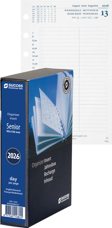 Succes Kalender-Einlage – 1 Tag/Seite, 6-fach, 9,5 × 15 cm, 2026