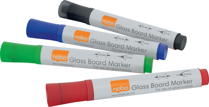 Nobo Non-Permanent-Marker – Rundspitze 3 mm – Schwarz – 4er-Set
